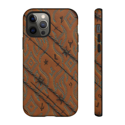 Tan + Turquoise Barbed Wire Tough Case