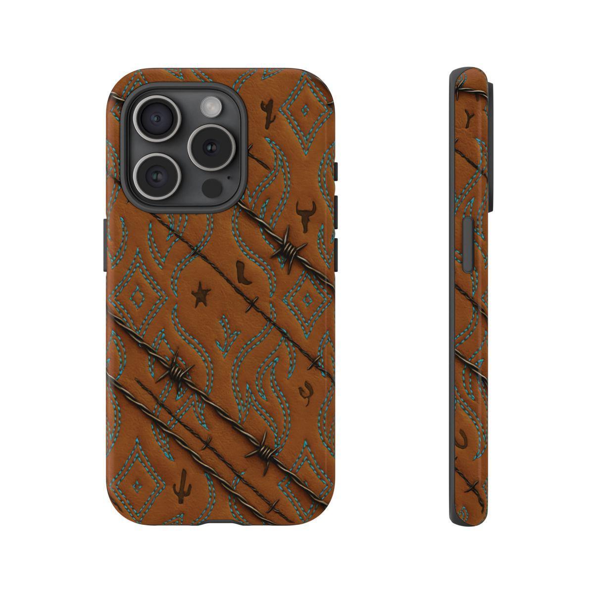 Tan + Turquoise Barbed Wire Tough Case