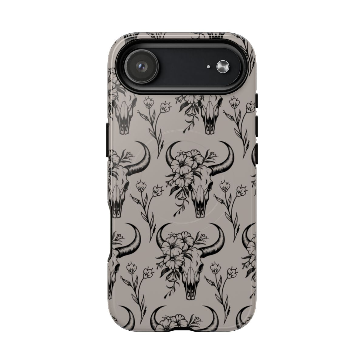 Taupe Floral Skull Magnetic Case