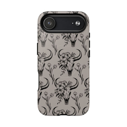 Taupe Floral Skull Magnetic Case