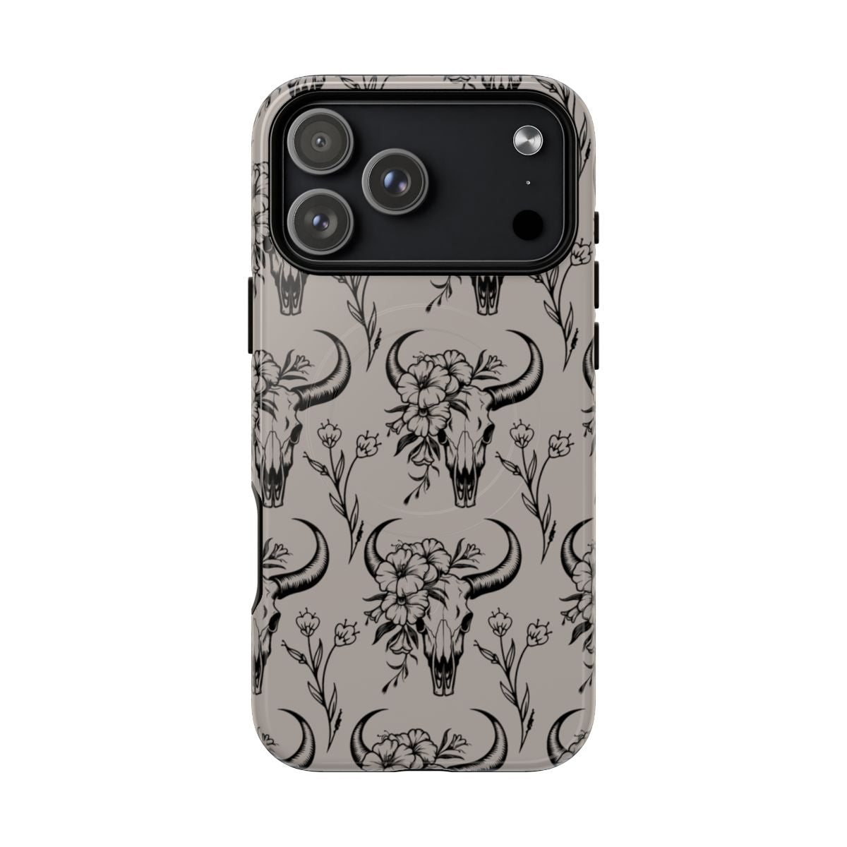 Taupe Floral Skull Magnetic Case