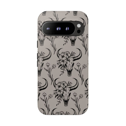 Taupe Floral Skull Tough Case