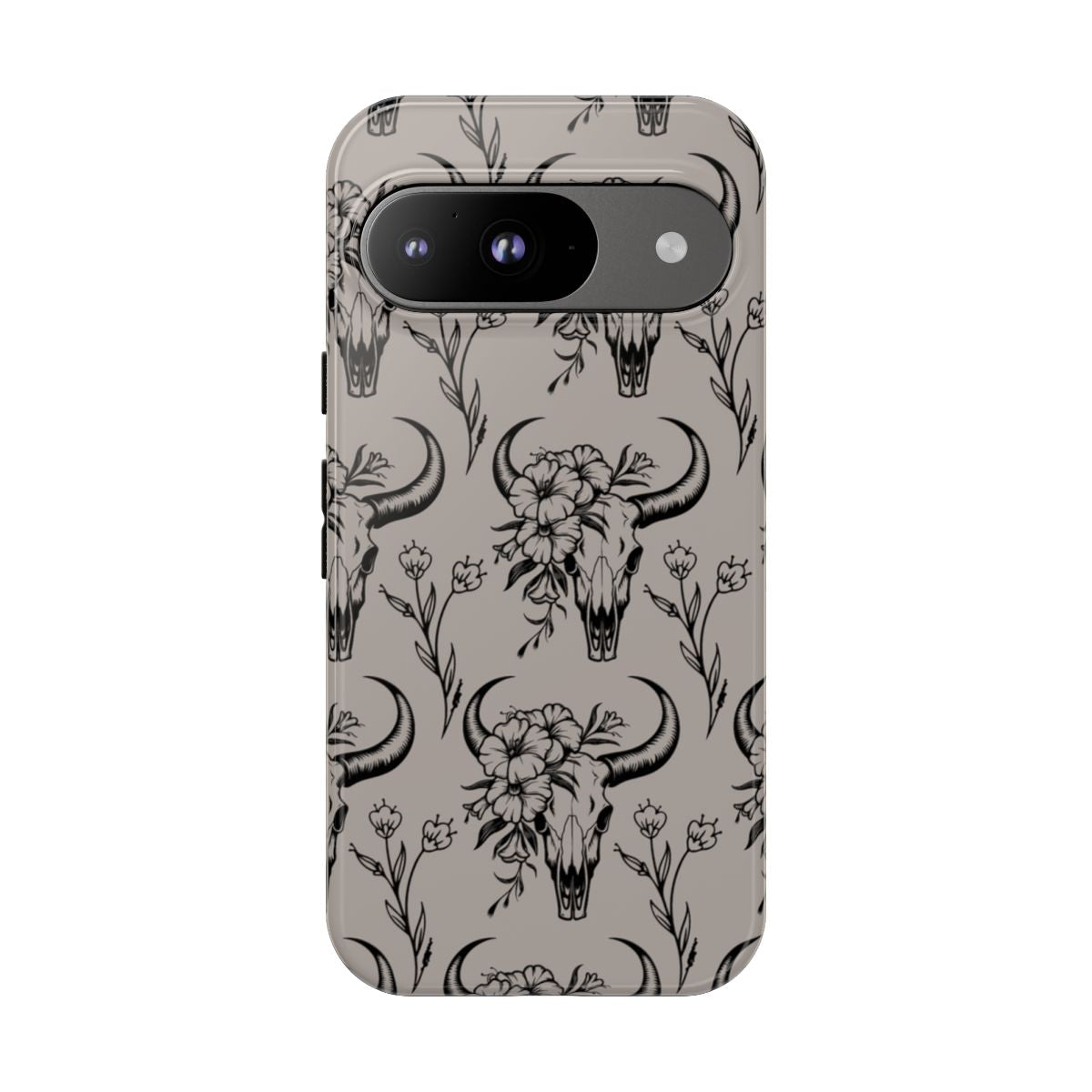 Taupe Floral Skull Tough Case