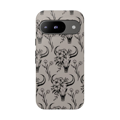Taupe Floral Skull Tough Case
