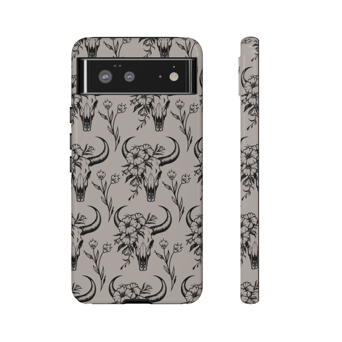 Taupe Floral Skull Tough Case