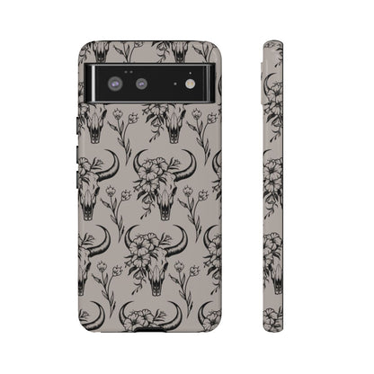Taupe Floral Skull Tough Case