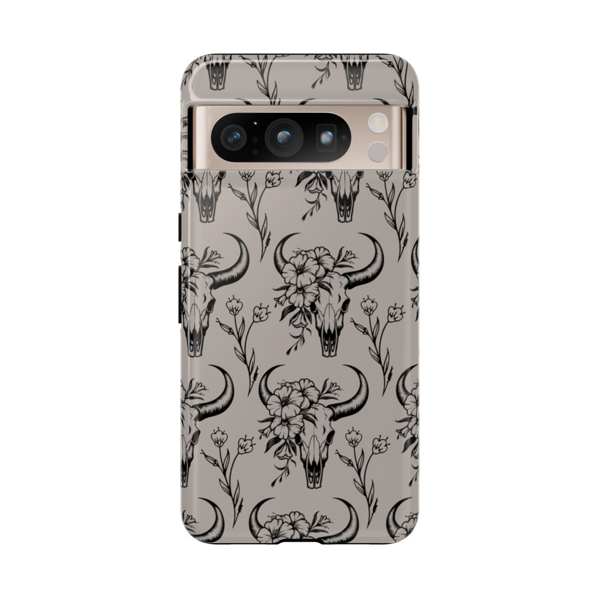 Taupe Floral Skull Tough Case