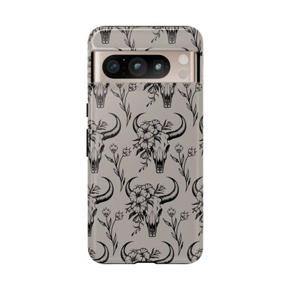 Taupe Floral Skull Tough Case