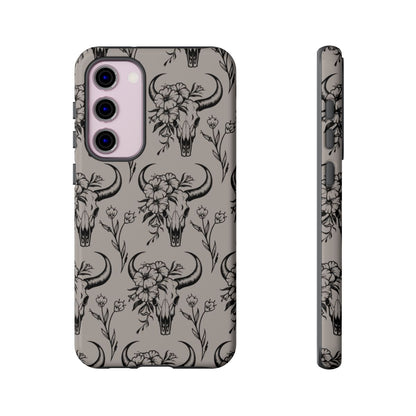 Taupe Floral Skull Tough Case