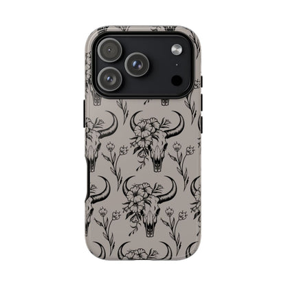 Taupe Floral Skull Tough Case