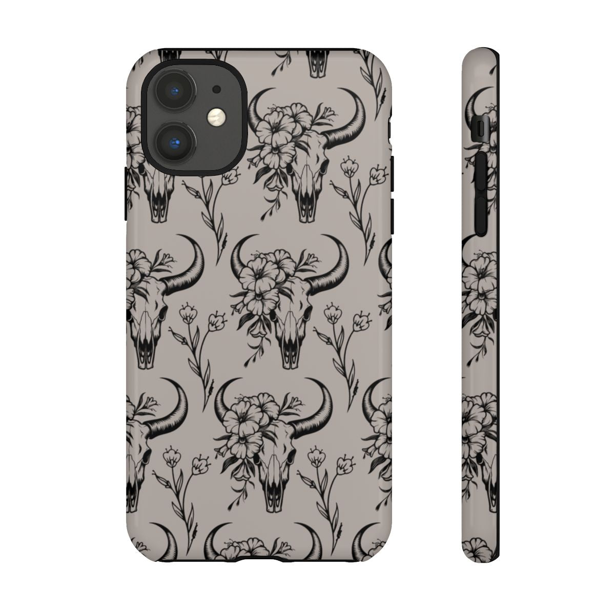 Taupe Floral Skull Tough Case