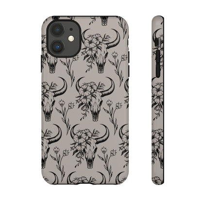 Taupe Floral Skull Tough Case