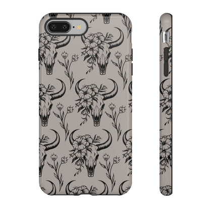 Taupe Floral Skull Tough Case