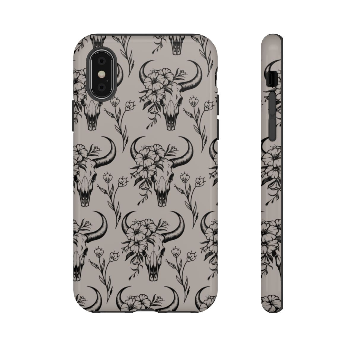 Taupe Floral Skull Tough Case