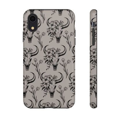 Taupe Floral Skull Tough Case