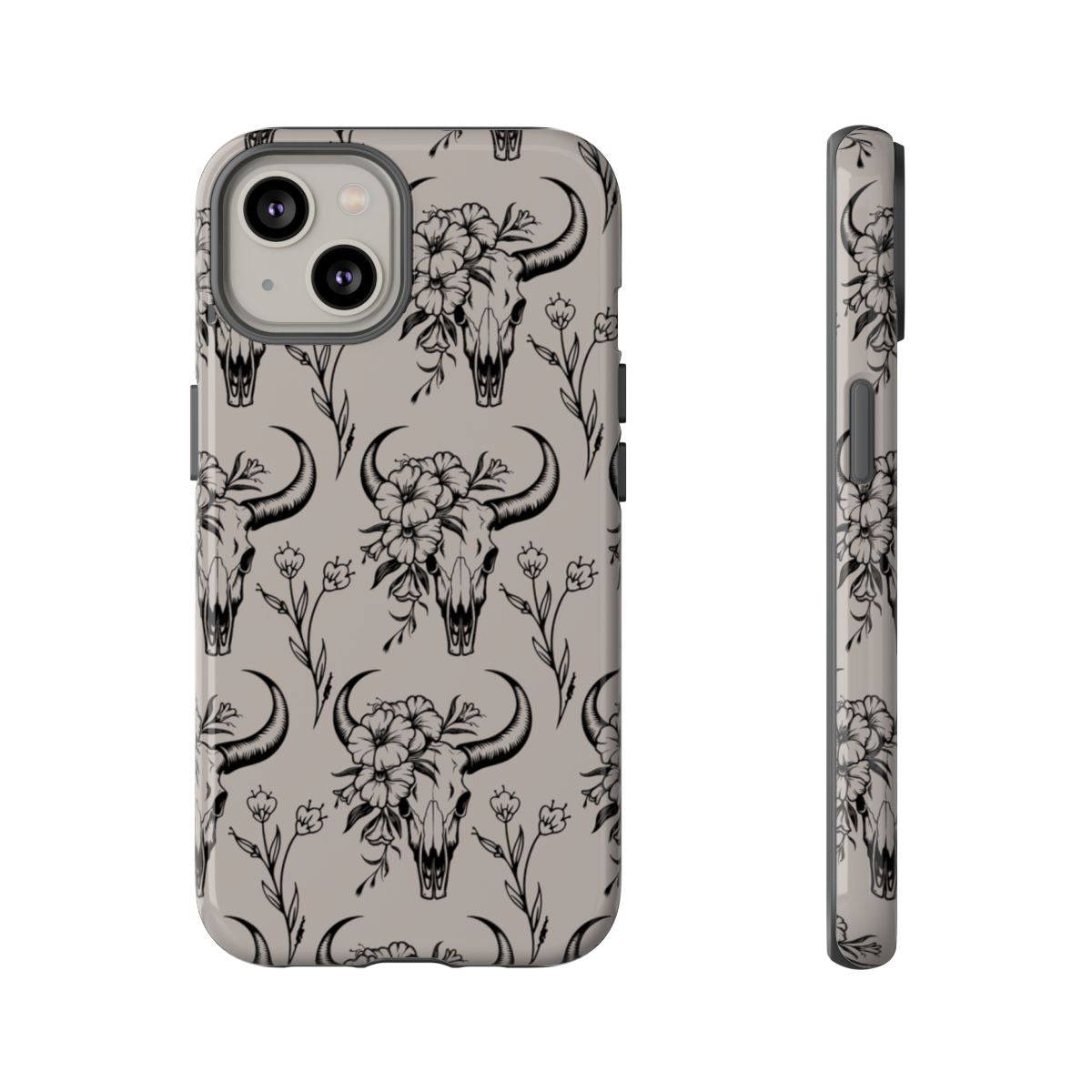 Taupe Floral Skull Tough Case