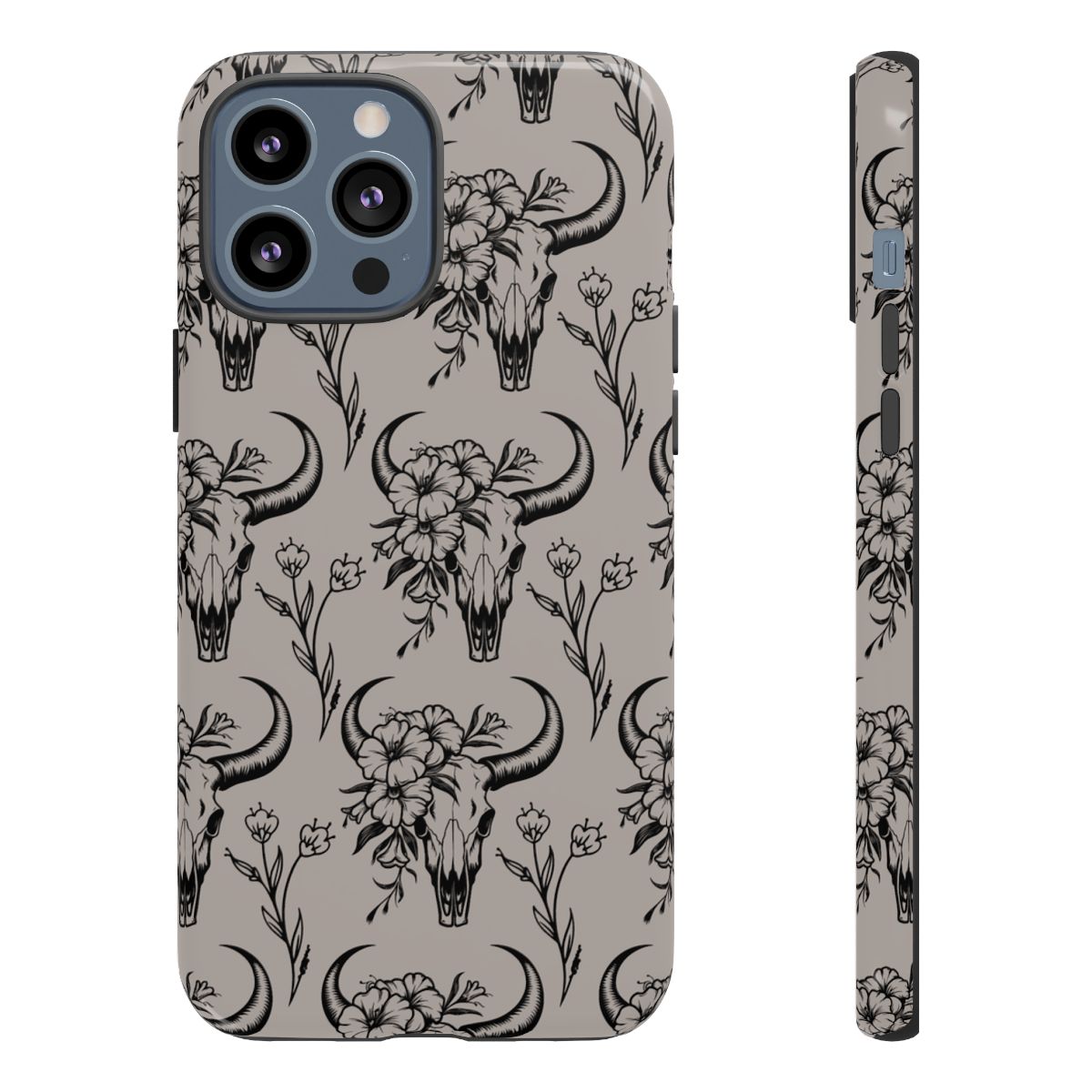 Taupe Floral Skull Tough Case