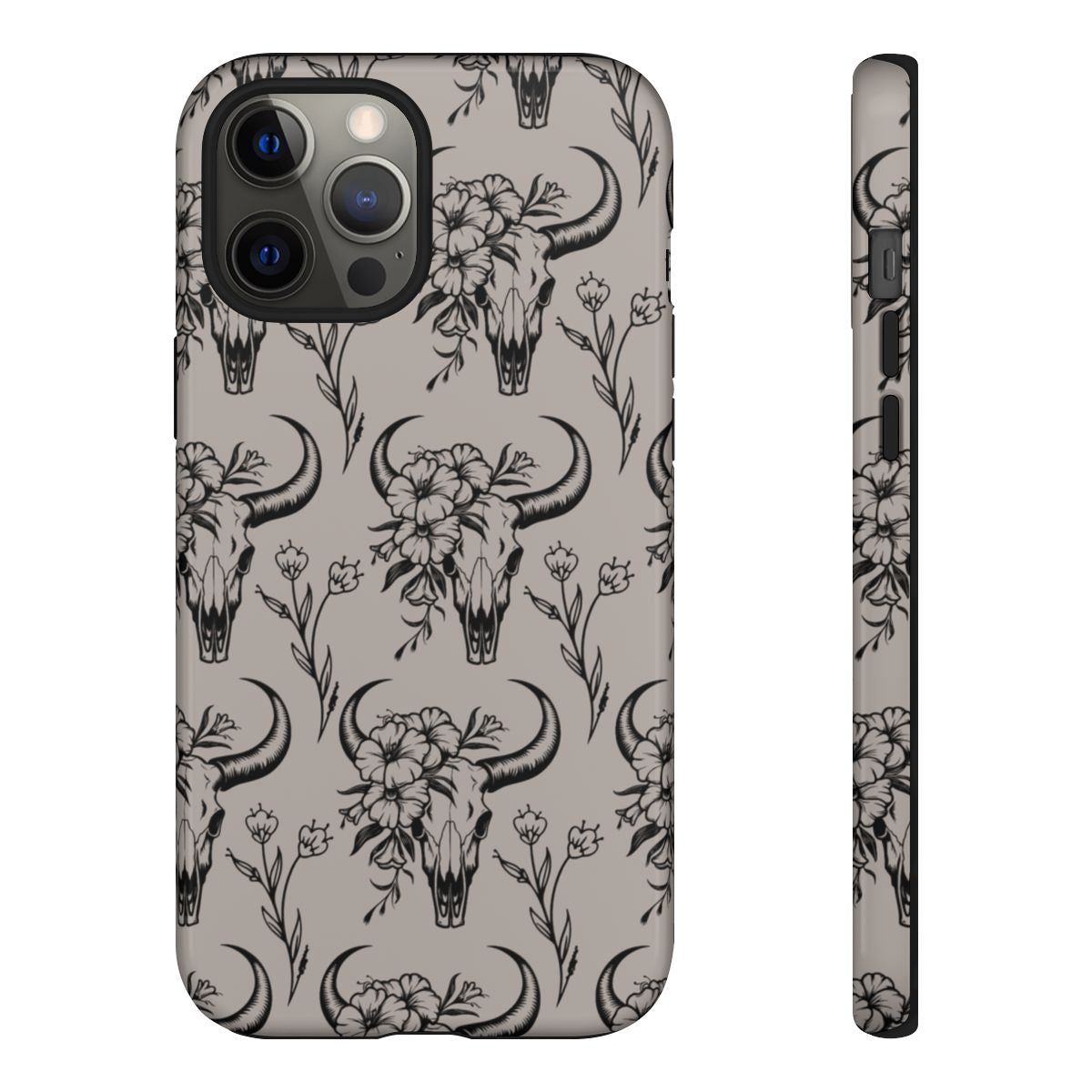 Taupe Floral Skull Tough Case