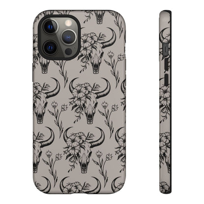 Taupe Floral Skull Tough Case
