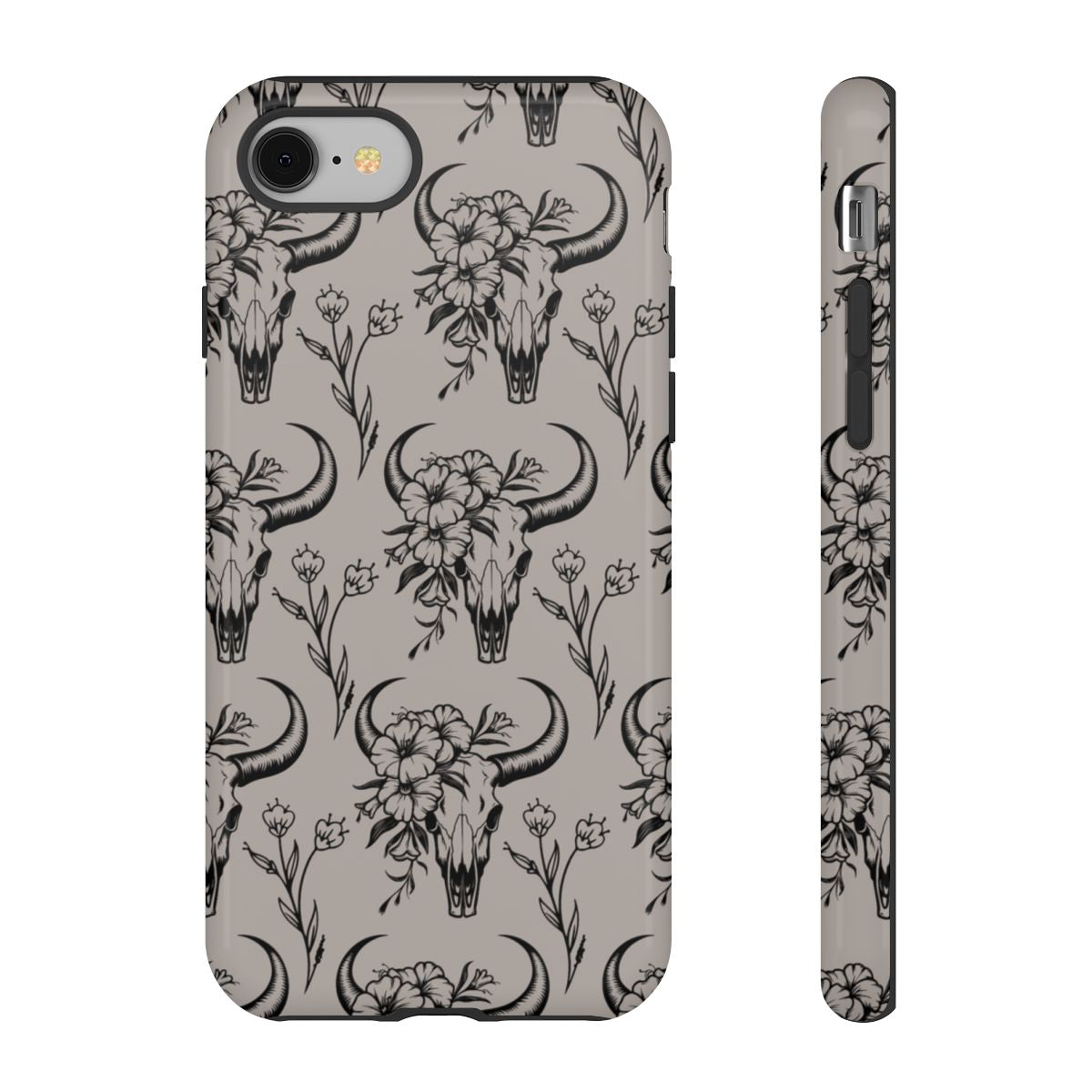 Taupe Floral Skull Tough Case