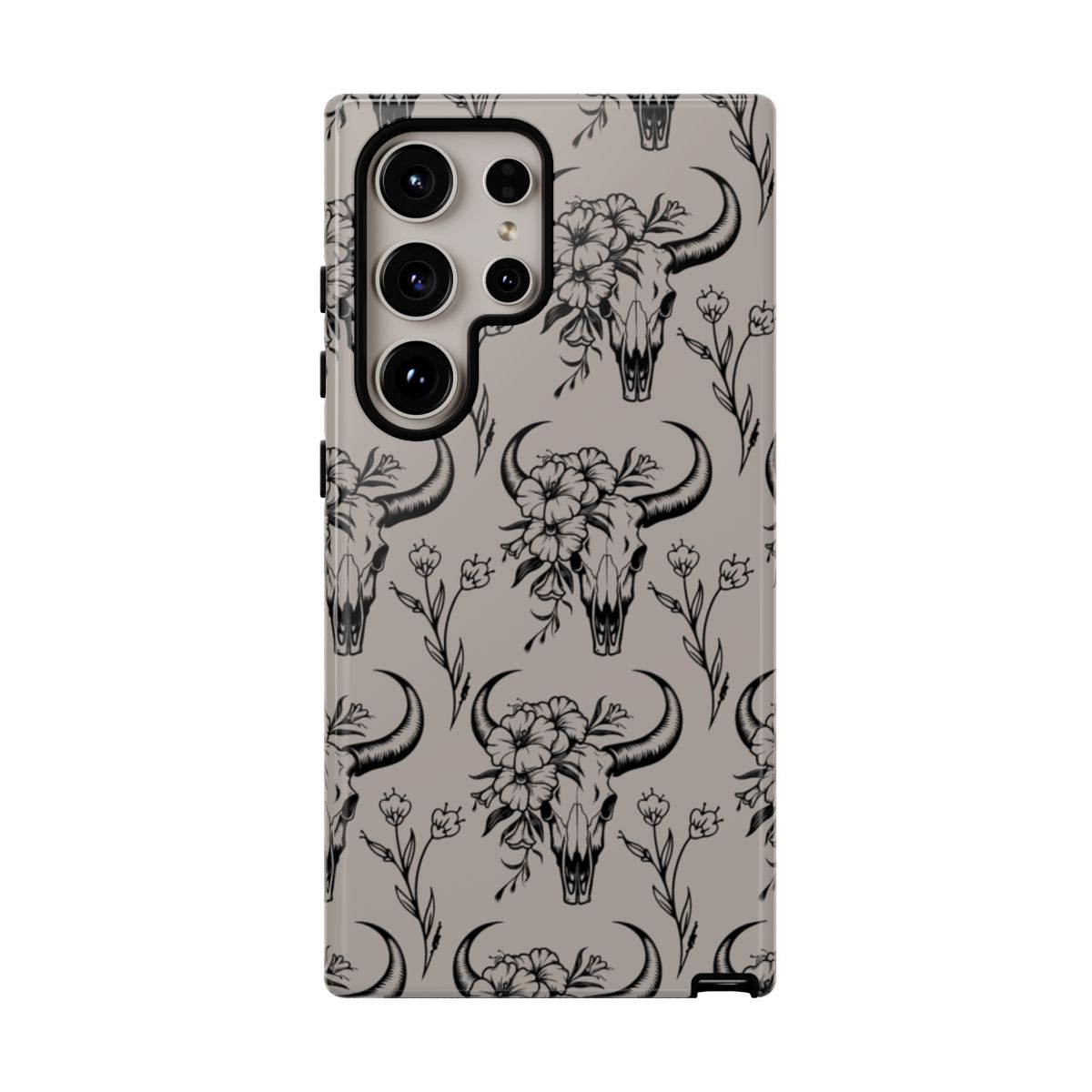 Taupe Floral Skull Tough Case