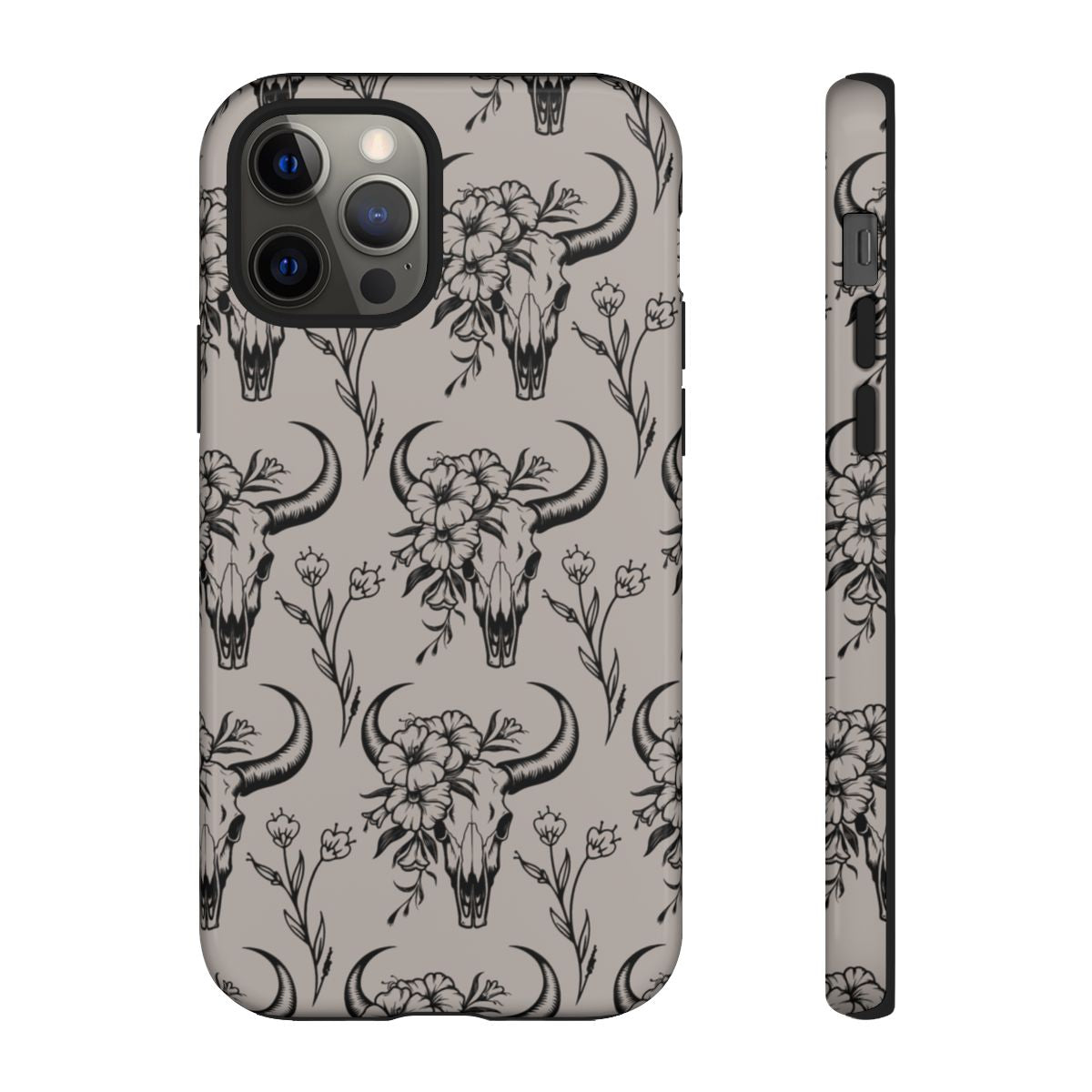 Taupe Floral Skull Tough Case