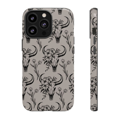 Taupe Floral Skull Tough Case