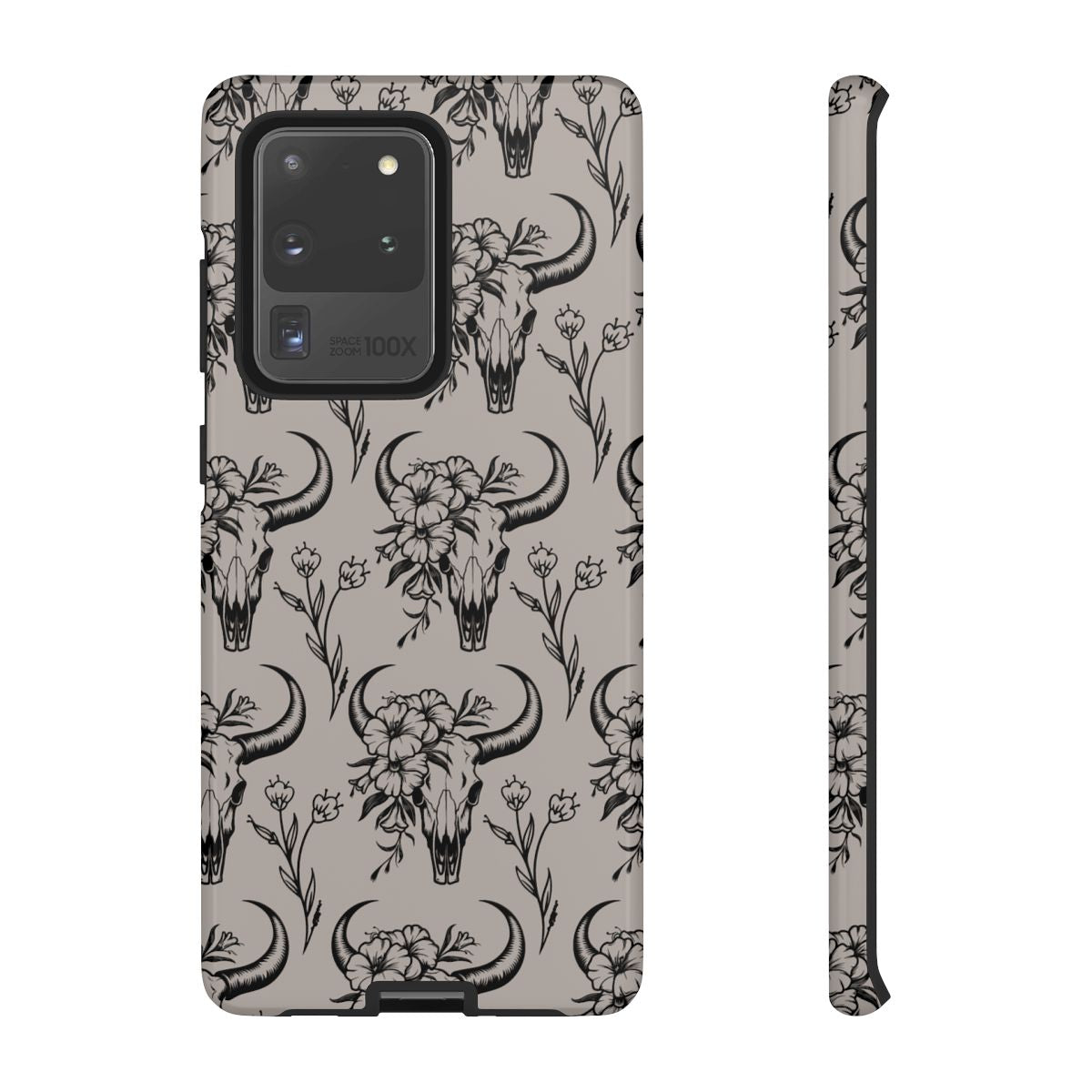 Taupe Floral Skull Tough Case