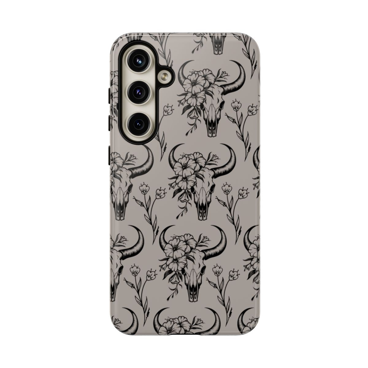 Taupe Floral Skull Tough Case
