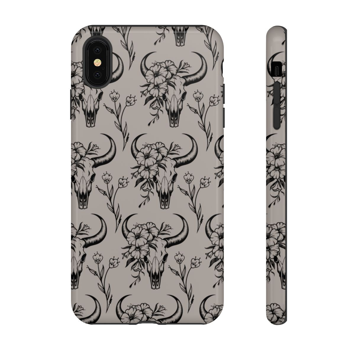 Taupe Floral Skull Tough Case