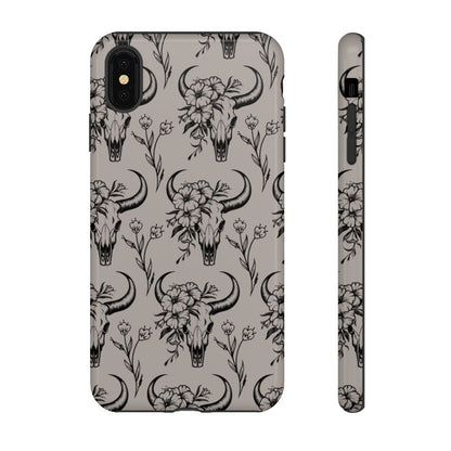 Taupe Floral Skull Tough Case