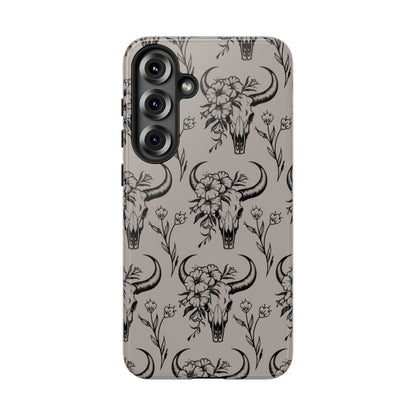 Taupe Floral Skull Tough Case