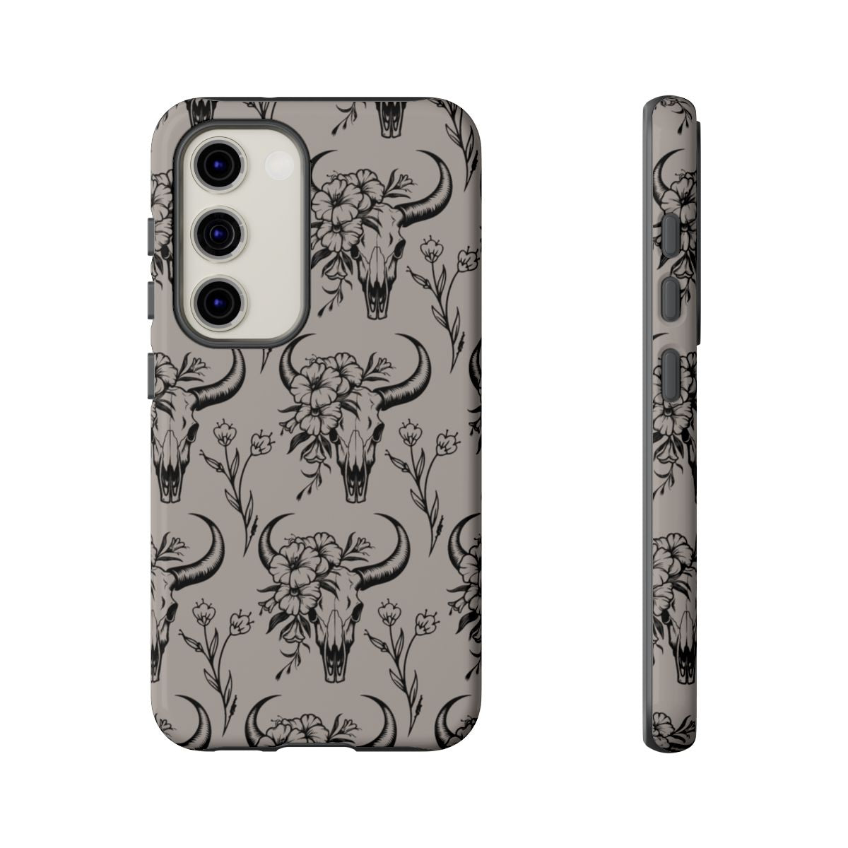 Taupe Floral Skull Tough Case