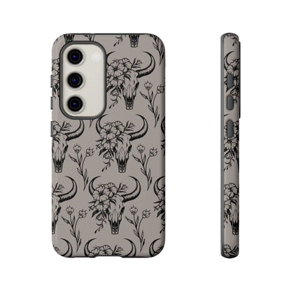 Taupe Floral Skull Tough Case