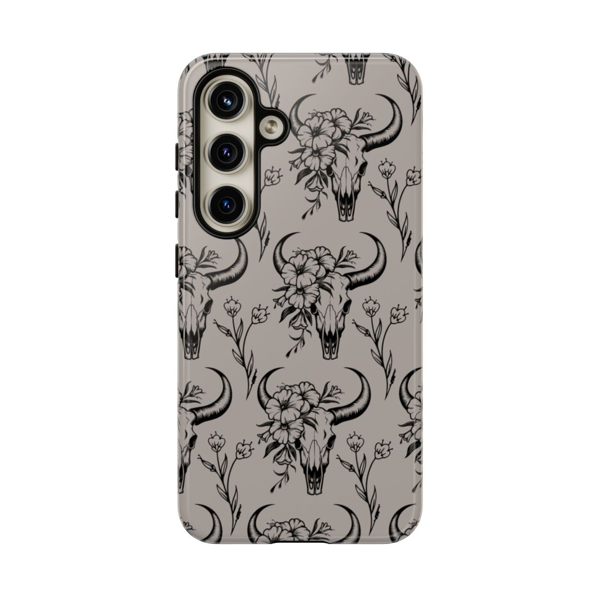 Taupe Floral Skull Tough Case