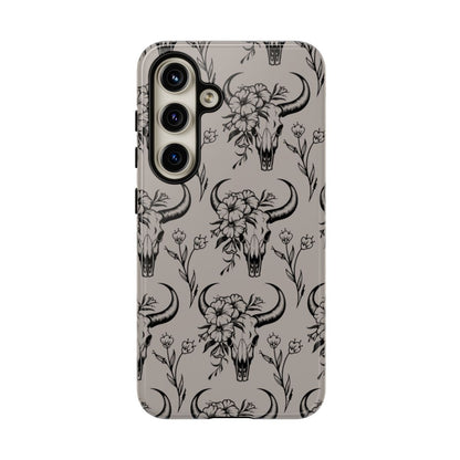 Taupe Floral Skull Tough Case