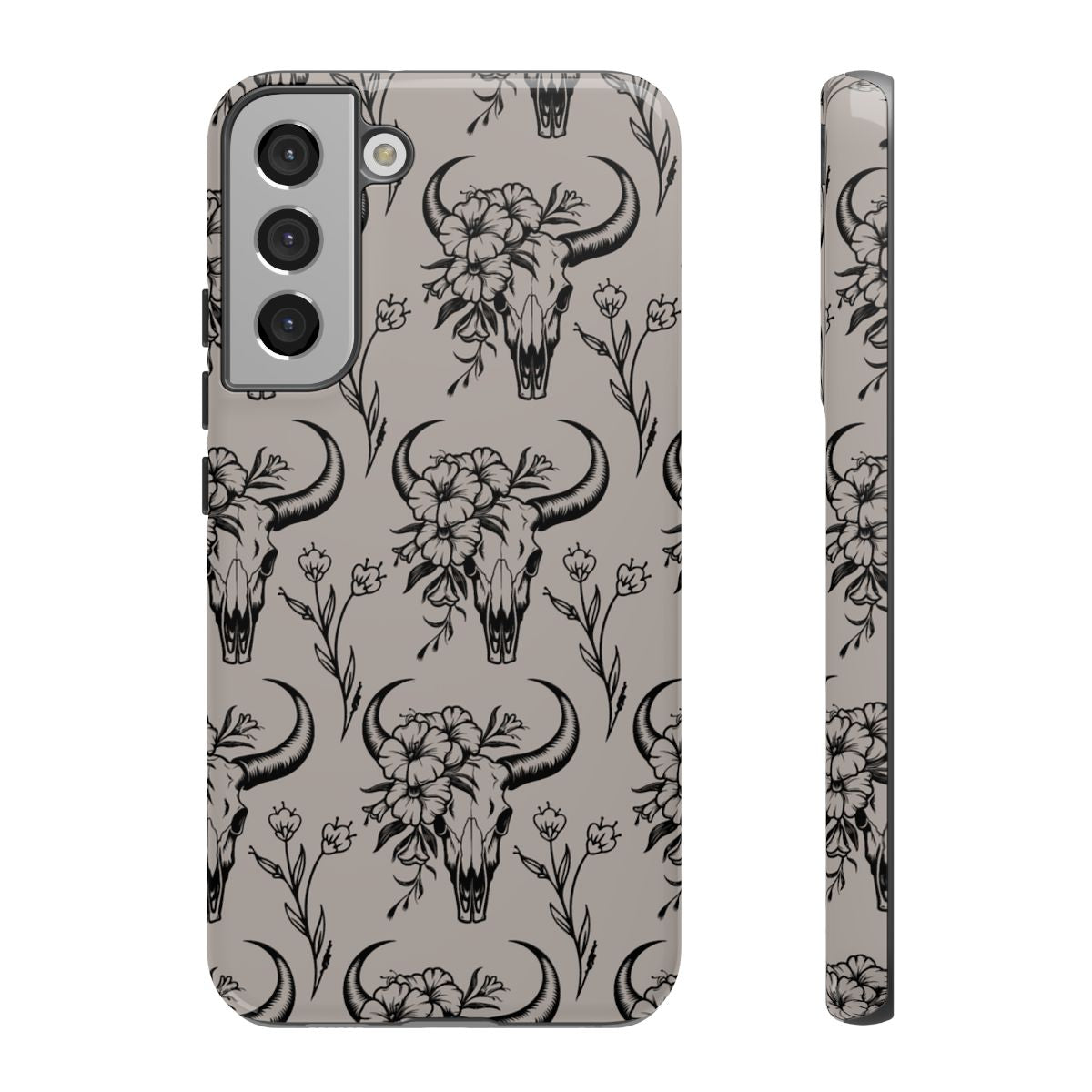 Taupe Floral Skull Tough Case