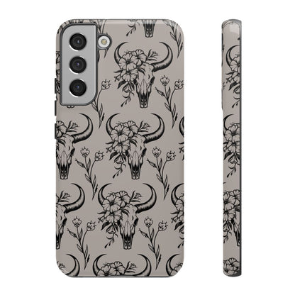 Taupe Floral Skull Tough Case
