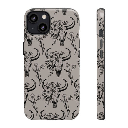 Taupe Floral Skull Tough Case