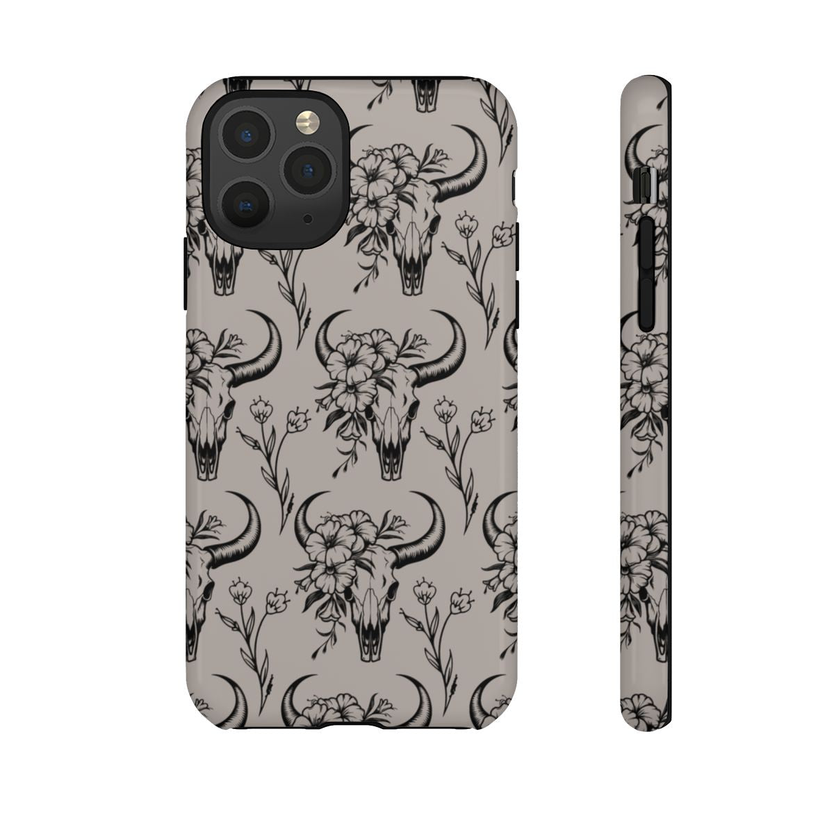 Taupe Floral Skull Tough Case
