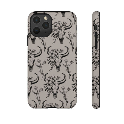 Taupe Floral Skull Tough Case