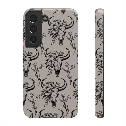Taupe Floral Skull Tough Case