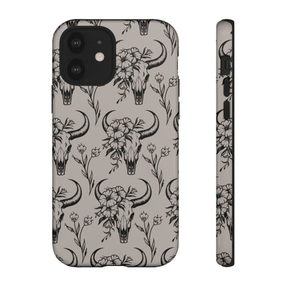 Taupe Floral Skull Tough Case