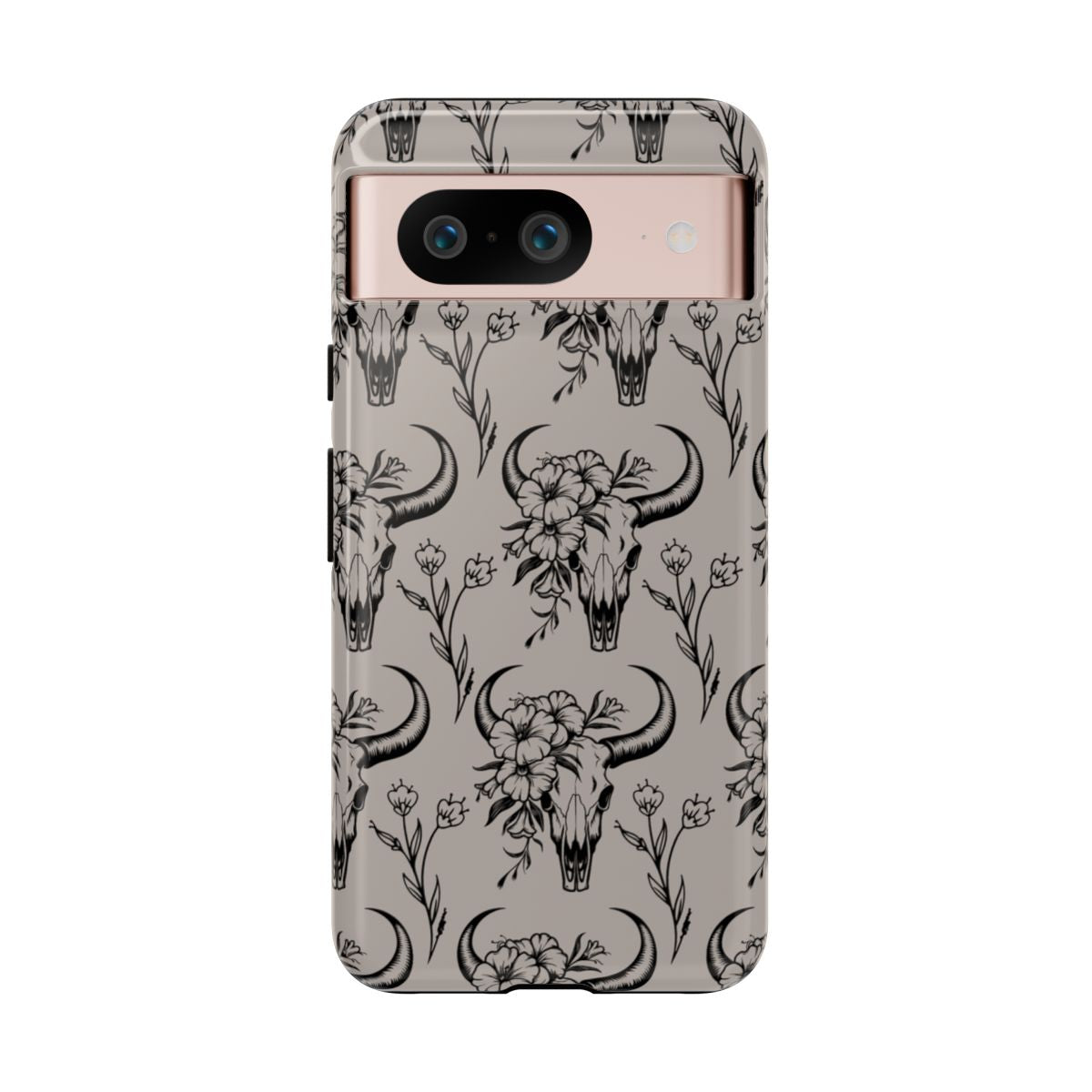 Taupe Floral Skull Tough Case
