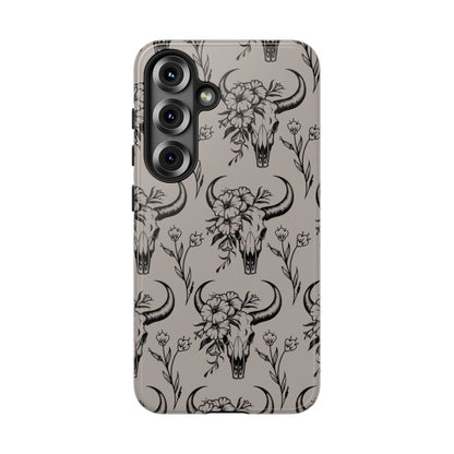 Taupe Floral Skull Tough Case
