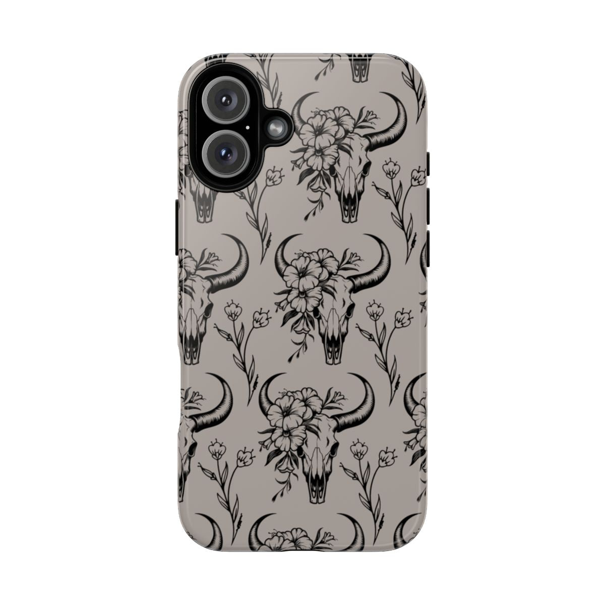 Taupe Floral Skull Tough Case