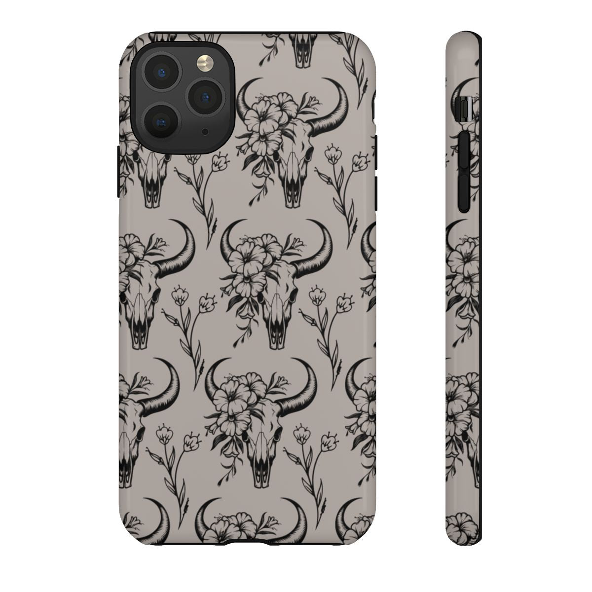 Taupe Floral Skull Tough Case