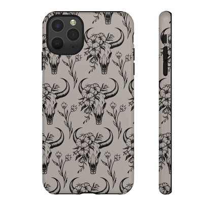Taupe Floral Skull Tough Case