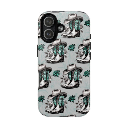 Teal Floral Boots Magnetic Case