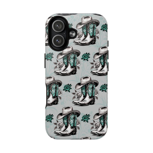 Teal Floral Boots Magnetic Case
